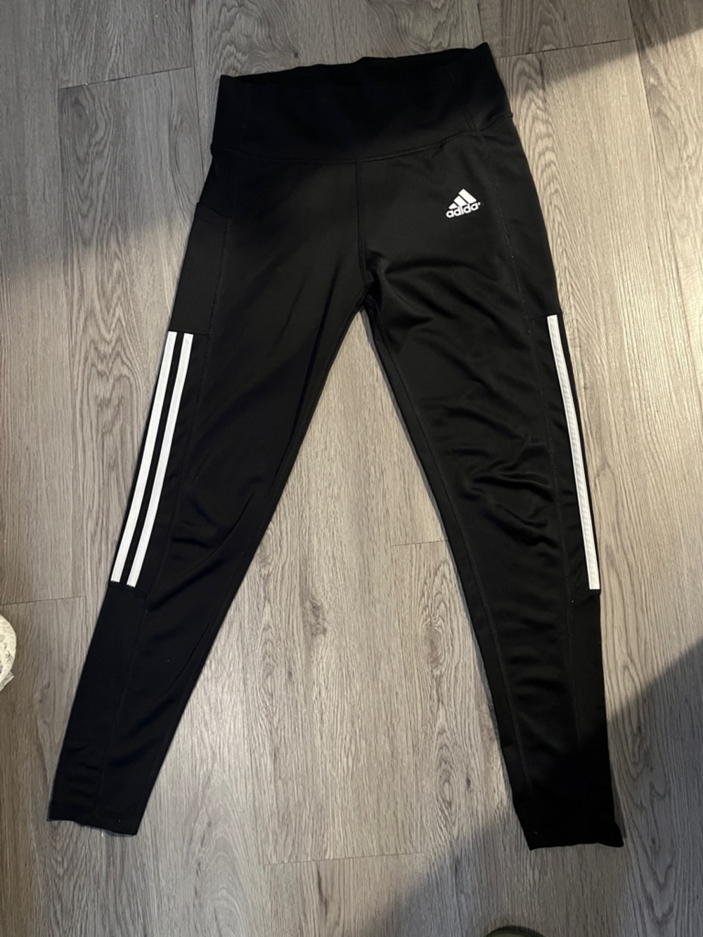 adidas Black Leggings with White Side Stripes